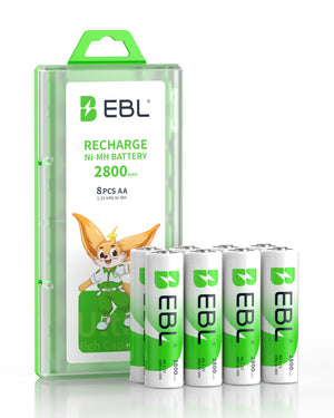 EBL Lot de 20 piles AA rechargeables Ni-MH 2800 mAh haute capacité avec étui à piles