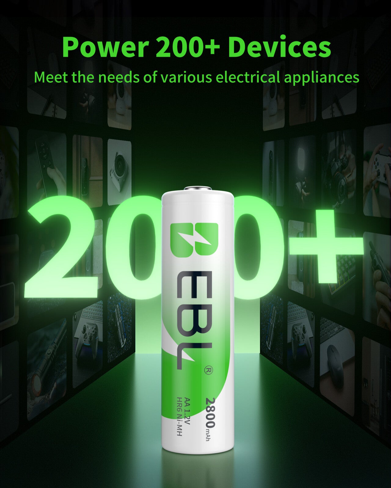 EBL AA Rechargeable Batteries 2800mAh Ready 2 Charge Quality AA Batteries - 16 Counts