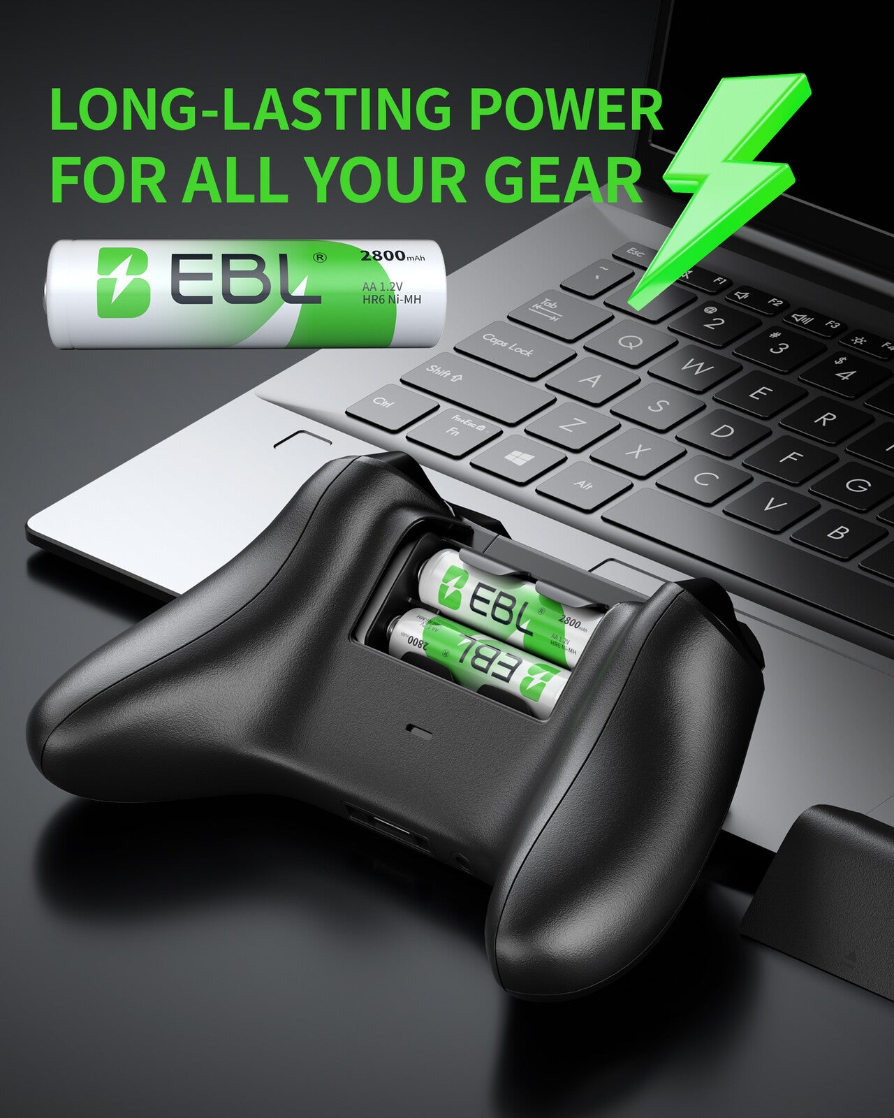 EBL AA Rechargeable Batteries 2800mAh Ready 2 Charge Quality AA Batteries - 16 Counts