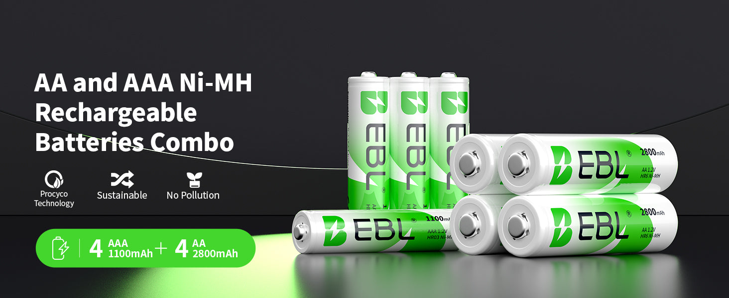 EBL AA AAA Rechargeable Batteries Combo