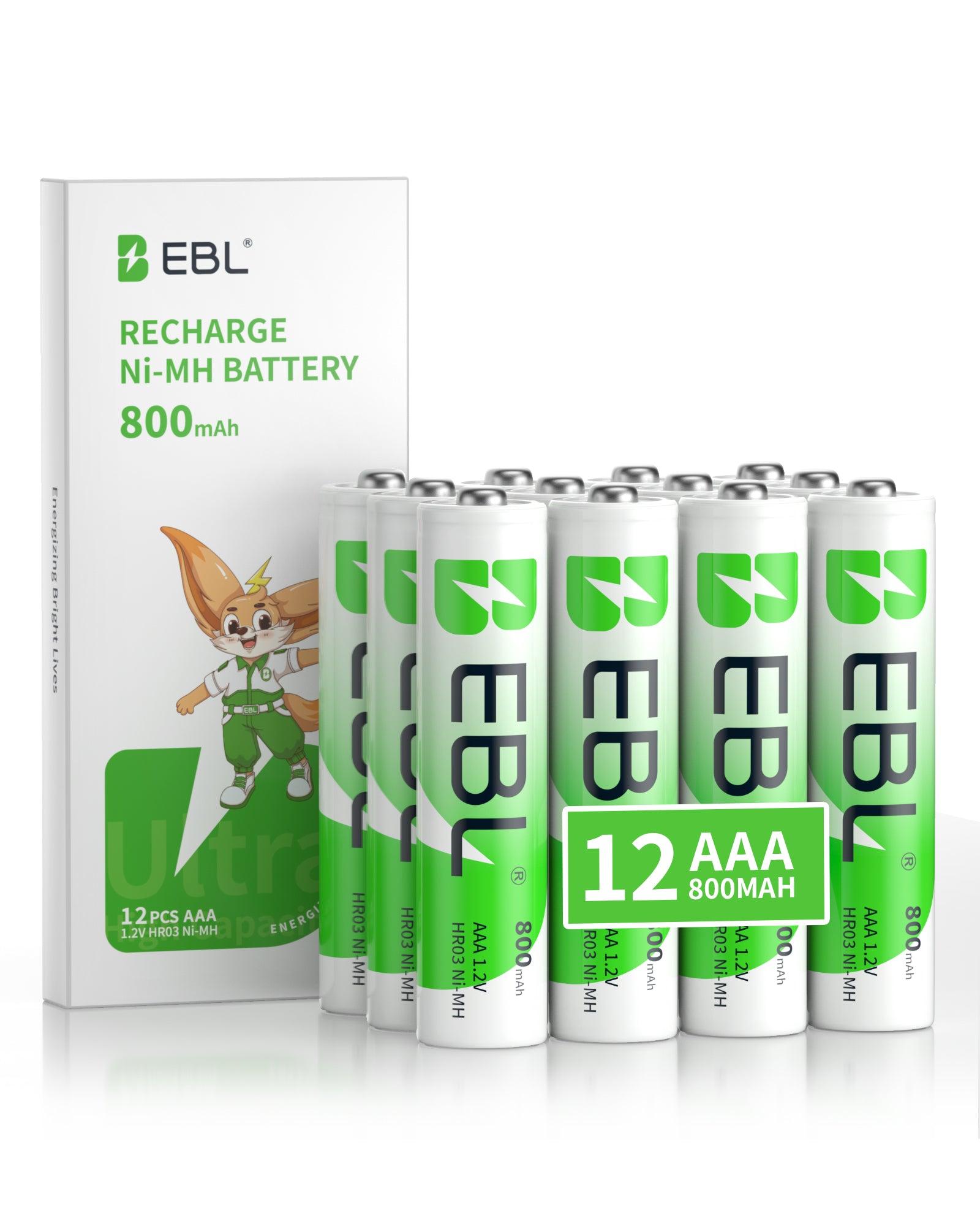 EBL AAA Ni-MH Rechargeable Batteries 1.2V 800mAh