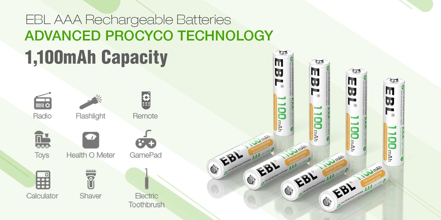 EBL 8PCS Piles Rechargeables AAA 1100mAh 1,2V Ni-MH (Vendeur Tiers) –