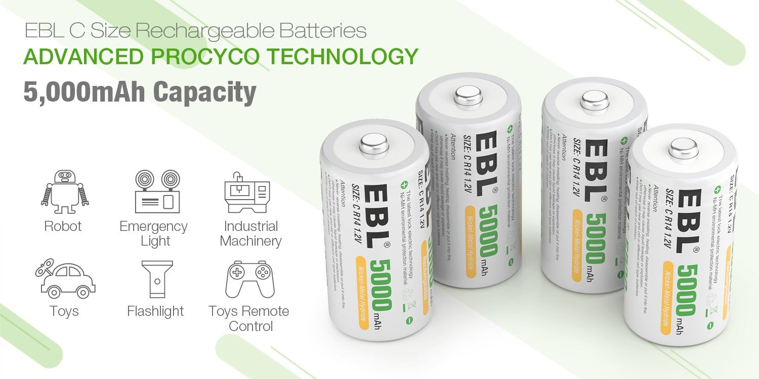 EBL C Ni-MH Rechargeable Battery 5000mAh