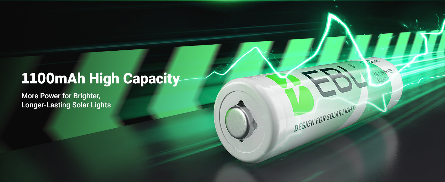 EBL AA Rechargeable Batteries 1100mAh for Solar Lights | NiMH 1.2V