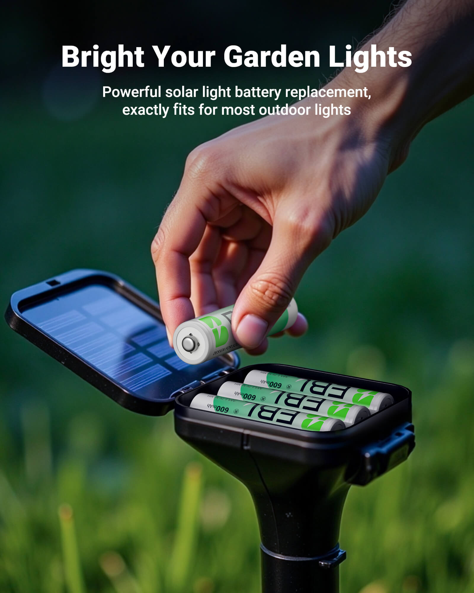 EBL 1.2V NiMH AAA Rechargeable Batteries 600mAh for Solar Lights