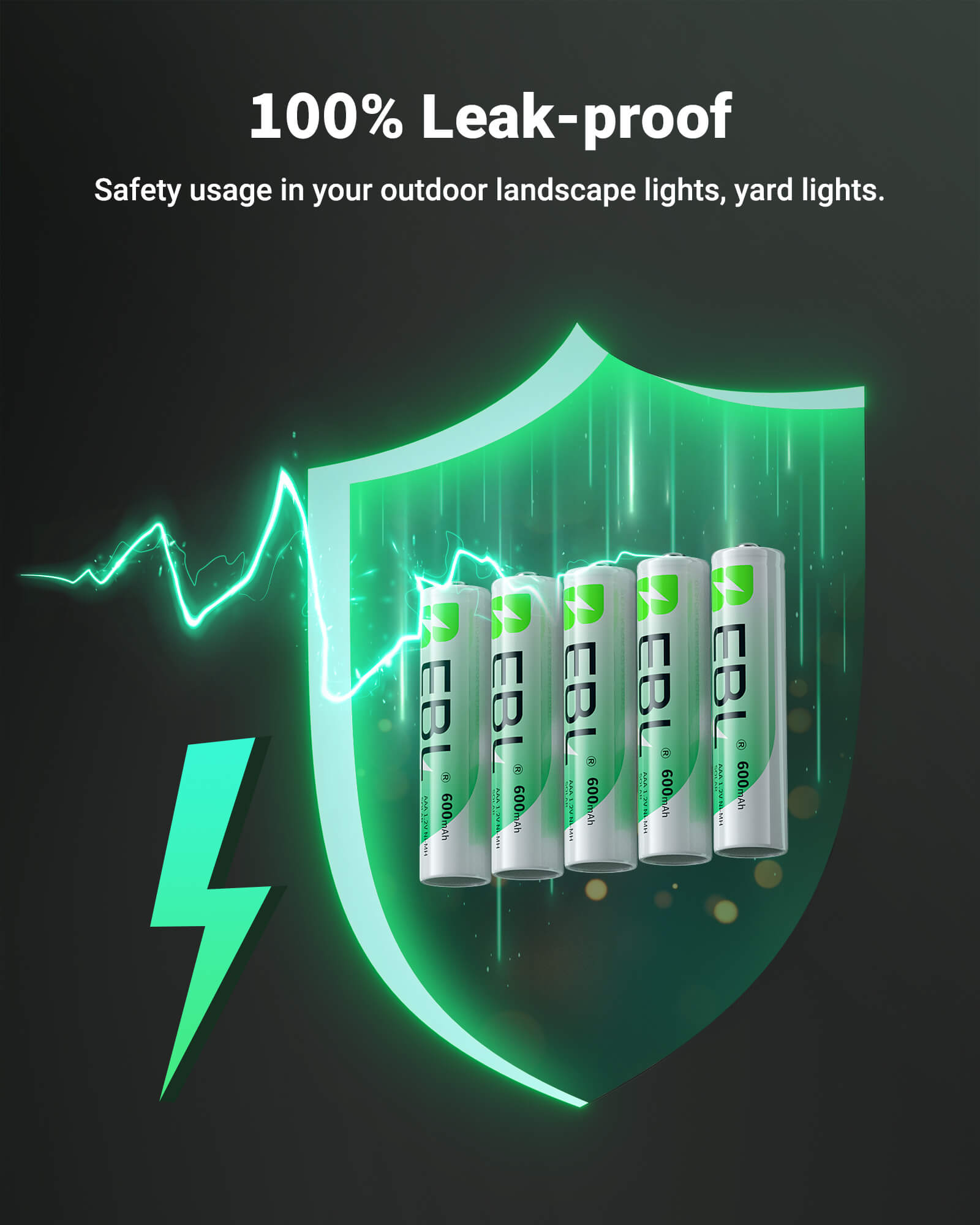 EBL 1.2V NiMH AAA Rechargeable Batteries 600mAh for Solar Lights