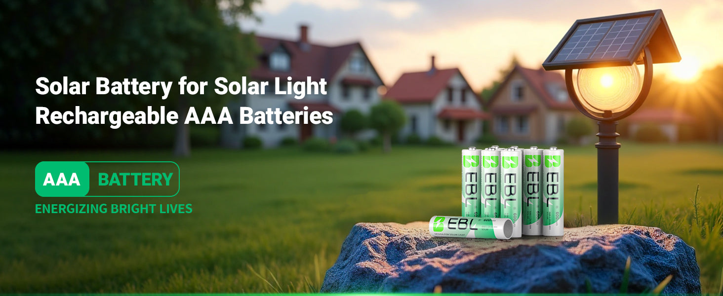 EBL 1.2V NiMH AAA Rechargeable Batteries 600mAh for Solar Lights