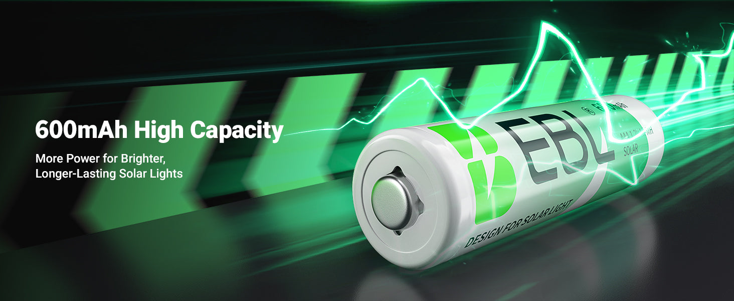 EBL 1.2V NiMH AAA Rechargeable Batteries 600mAh for Solar Lights