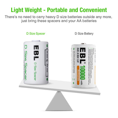 EBL AA to C and D Size Battery Spacer Converter Case