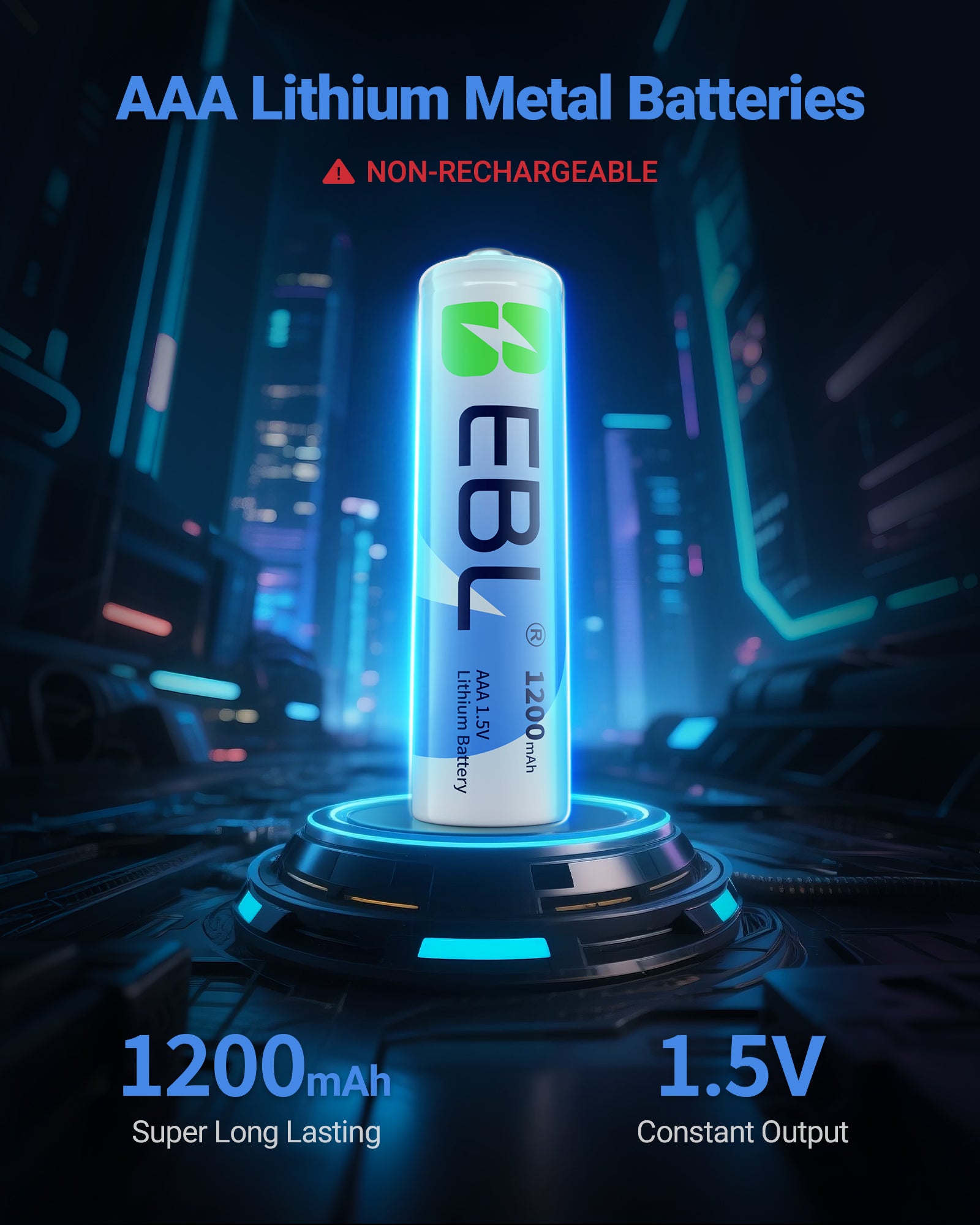 EBL AAA Lithium Batteries 1200mAh, 1.5V High-Performance Non-Rechargeable Triple A Batteries for Digital Cameras, Flashlights, Remotes, Toys & Outdoor Devices