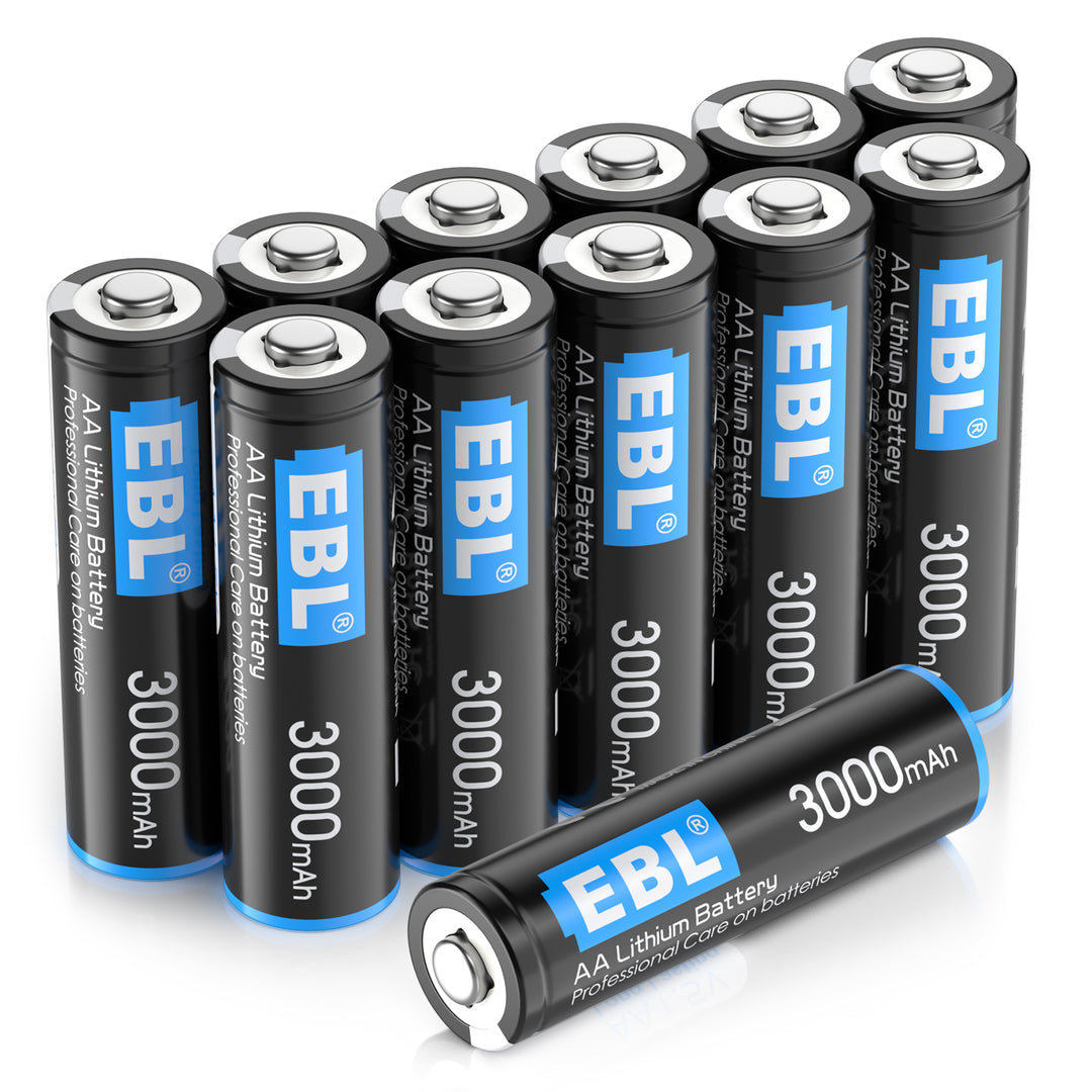EBL 3000mAh AA Lithium Batteries 1.5V (Non-Rechargeable) - 12 pack
