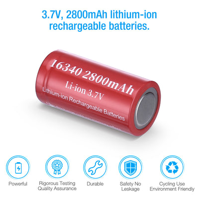 16340 RCR123A Rechargeable Li-ion Battery 3.7V