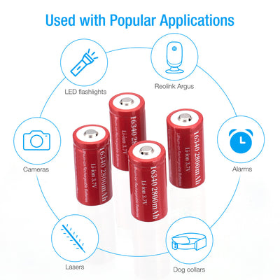 16340 RCR123A Rechargeable Li-ion Battery 3.7V