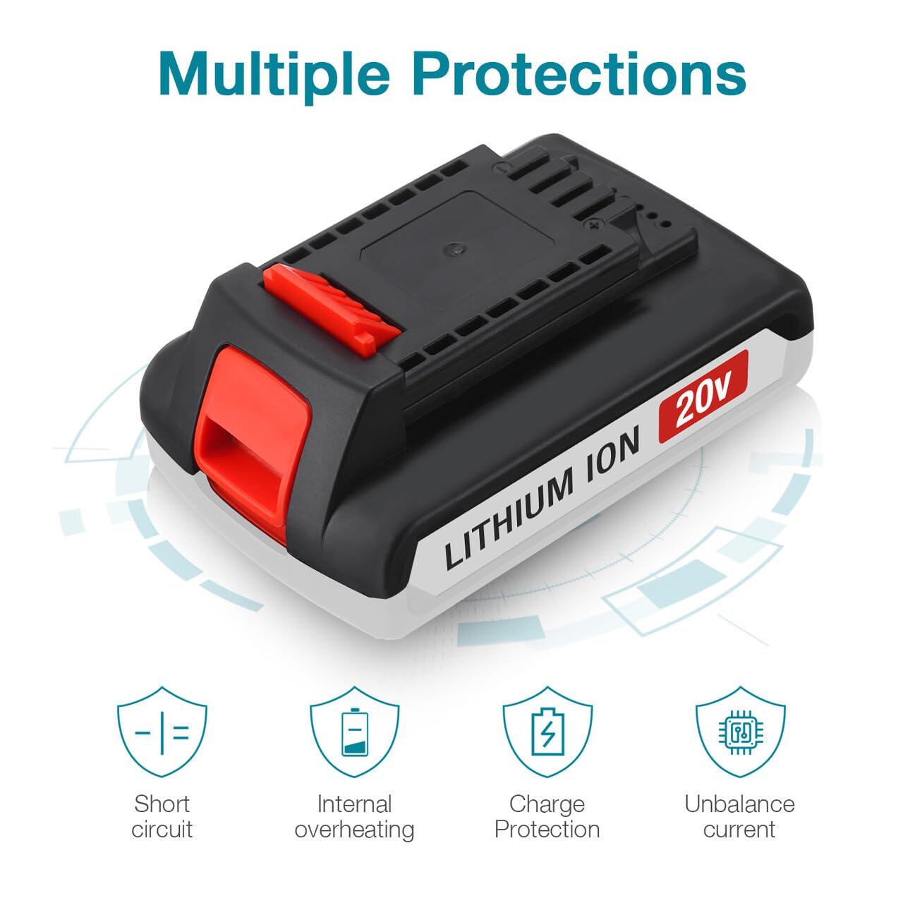 Upgraded 2 Pack 20v Max 3600mAh Replace Battery for Black and Decker