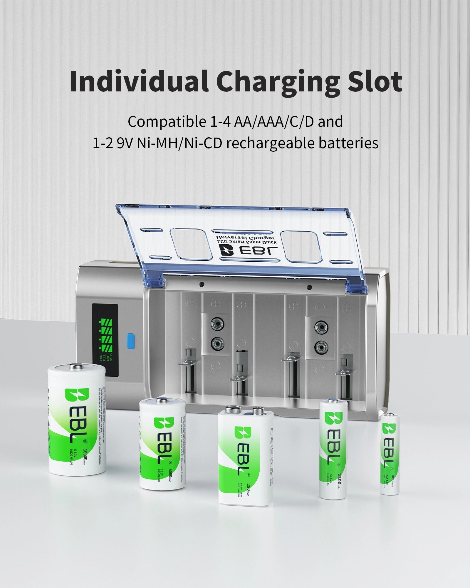 EBL 906 Individual Battery Charger for AA AAA C D 9V Batteries