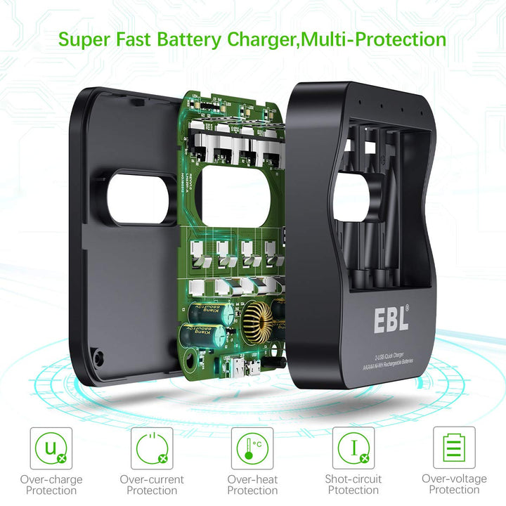 EBL C6201 4-Bay Smart Ni-MH AA AAA Battery Charger