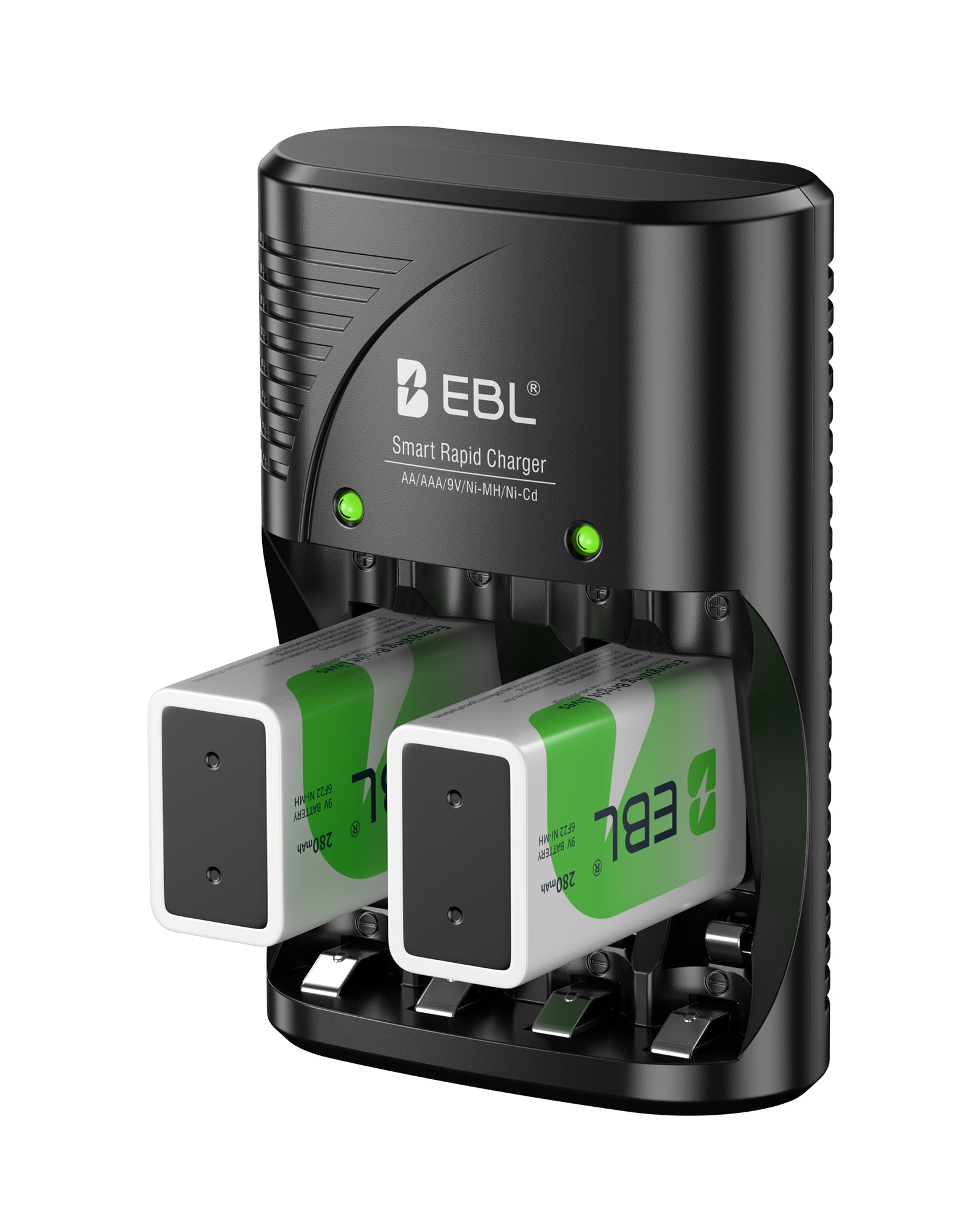 EBL Smart Battery Charger with 2 Rechargeable 9V Batteries for AA AAA 9V NiMH NiCd Rechargeable Batteries Camera Flashlight Smoke Detectors Microphones