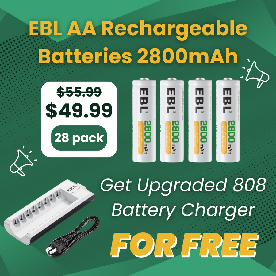 【Christmas Sale】EBL AA Ni-MH Rechargeable Batteries 2800mAh