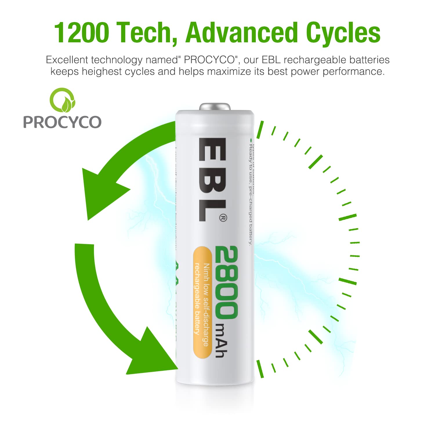 EBL AA Ni-MH Rechargeable Batteries 2800mAh