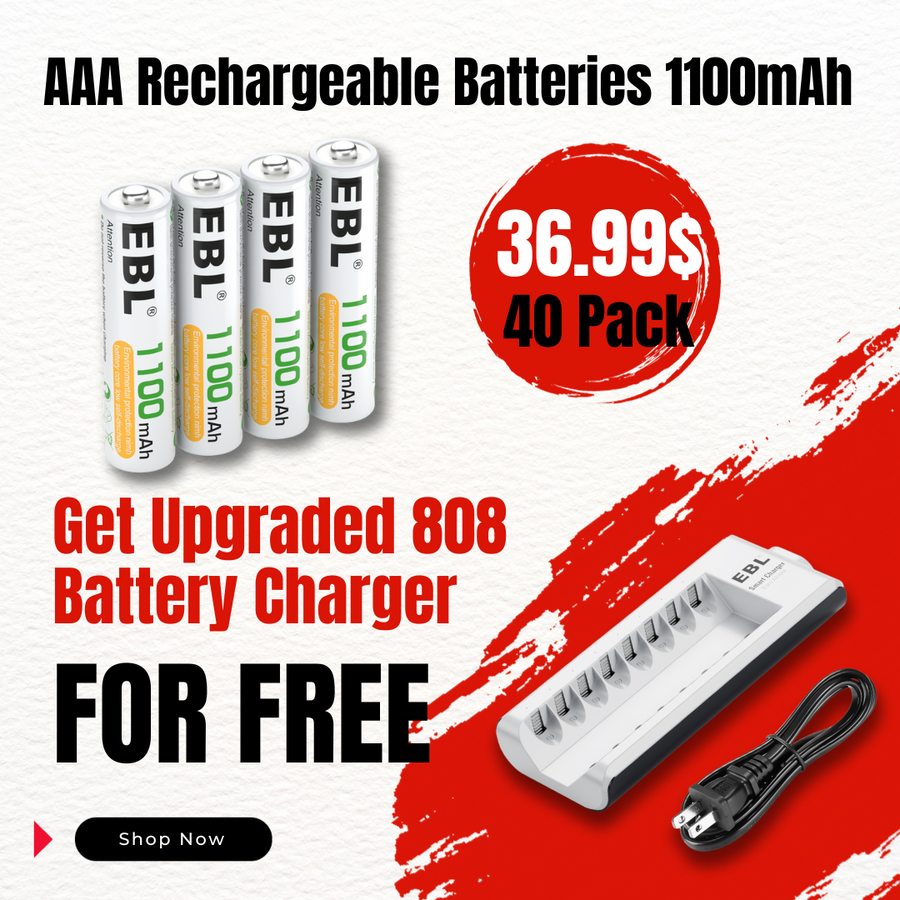 【BlackFriday Sale】EBL AAA Rechargeable Ni-MH Batteries 1100mAh