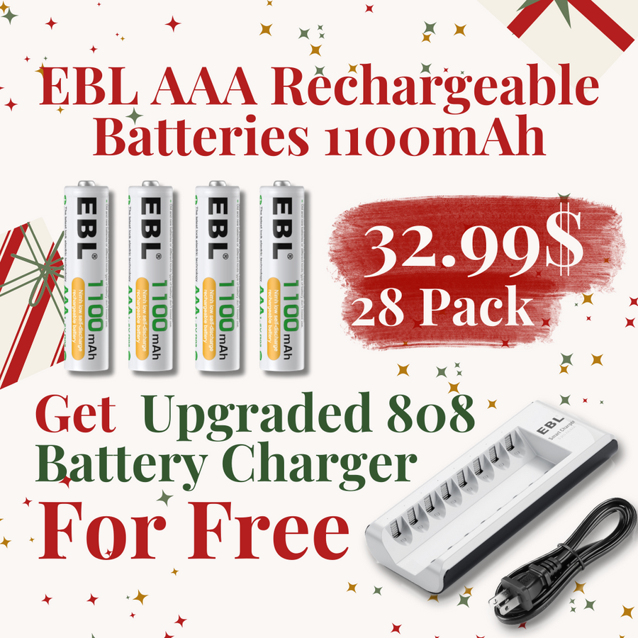 【Christmas Sale】EBL AAA Rechargeable Ni-MH Batteries 1100mAh