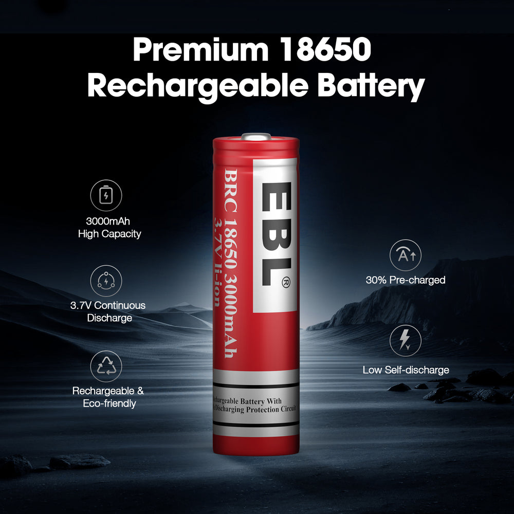 18650 Battery 3.7V Liion Rechargeable Cells EBLOfficial