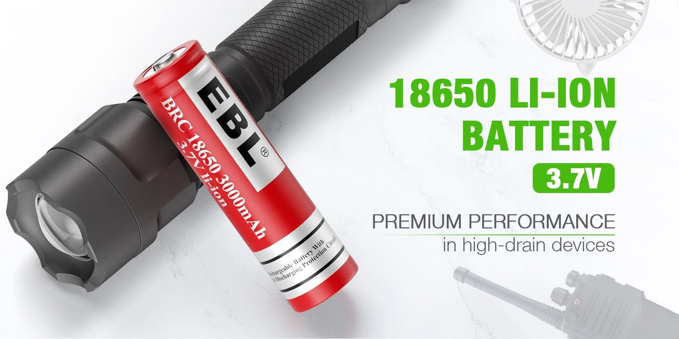 PERFECRT PERFORMANCE in high-drain devices-EBL 18650 Rechargeable Battery 3.7V 3000mAh
