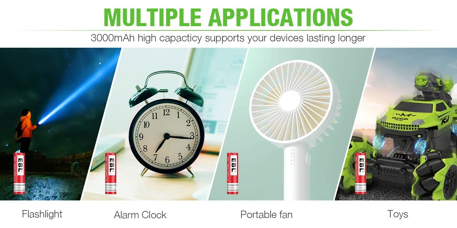 MULTIPLE APPLICATIONS-EBL BRC 18650 Rechargeable Battery