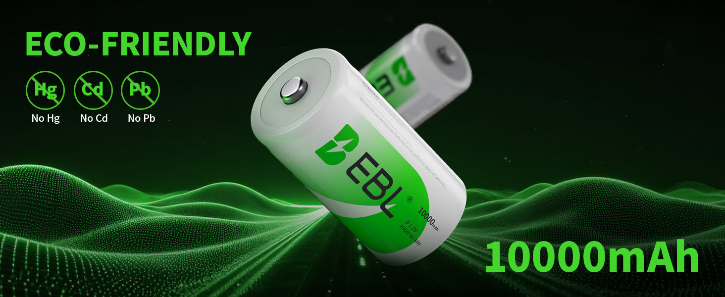 EBL Eco-friendly D battery 10000mAh capacity 