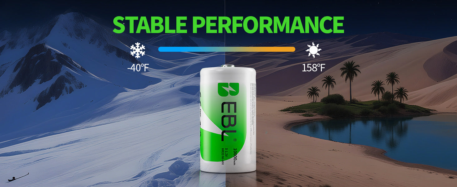 EBL Long-Lasting D battery 10000mAh capacity 