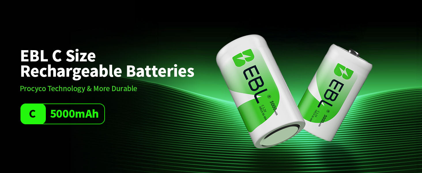 EBL Ni-MH C Rechargeable Battery 1.2V 5000mAh