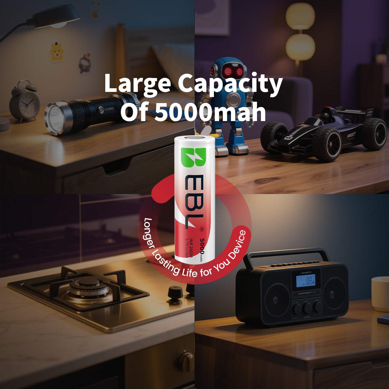 EBL INR 26650 Li-ion Rechargeable Batteries 5000mAh