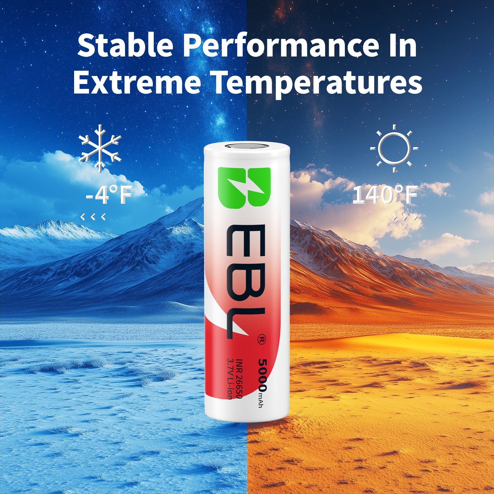 EBL INR 26650 Li-ion Rechargeable Batteries 5000mAh