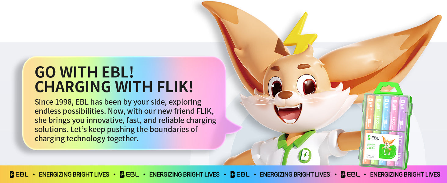 EBL 10Pcs Rainbow AAA Rechargeable Batteries 1.2V 1100mAh