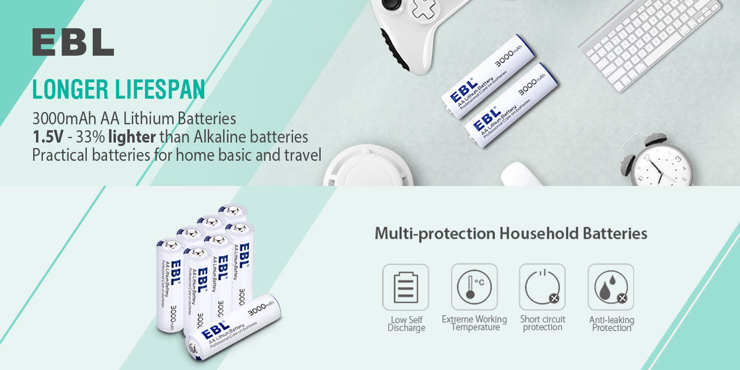 EBL 1.5V AA Lithium Iron Batteries 3000mAh (Non-Rechargeable)