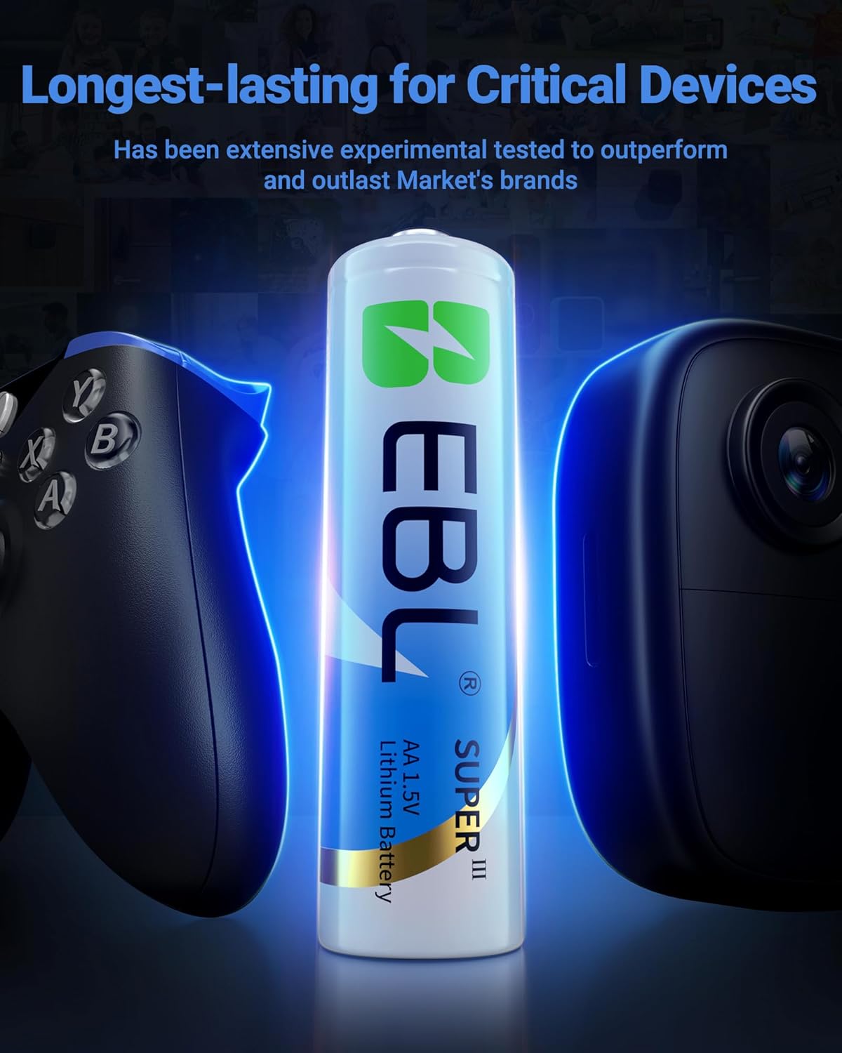EBL 12 Pack 3700mAh AA Lithium Batteries 1.5V Non-Rechargeable