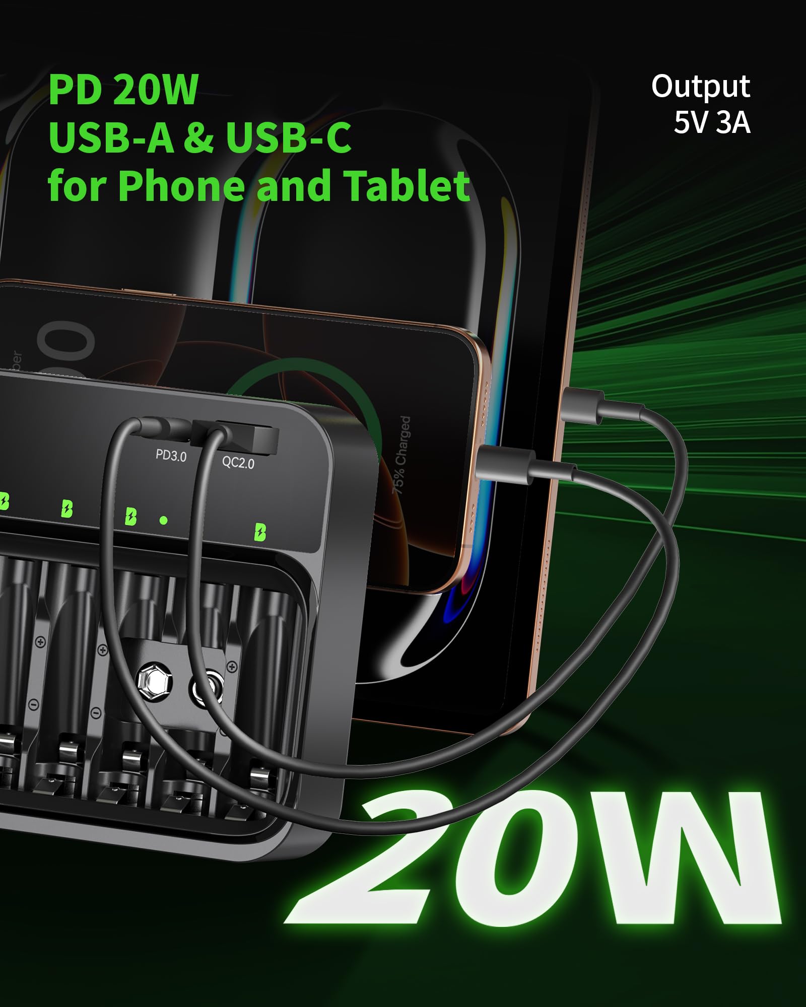 EBL PD 20W AA AAA 9V Battery Charger
