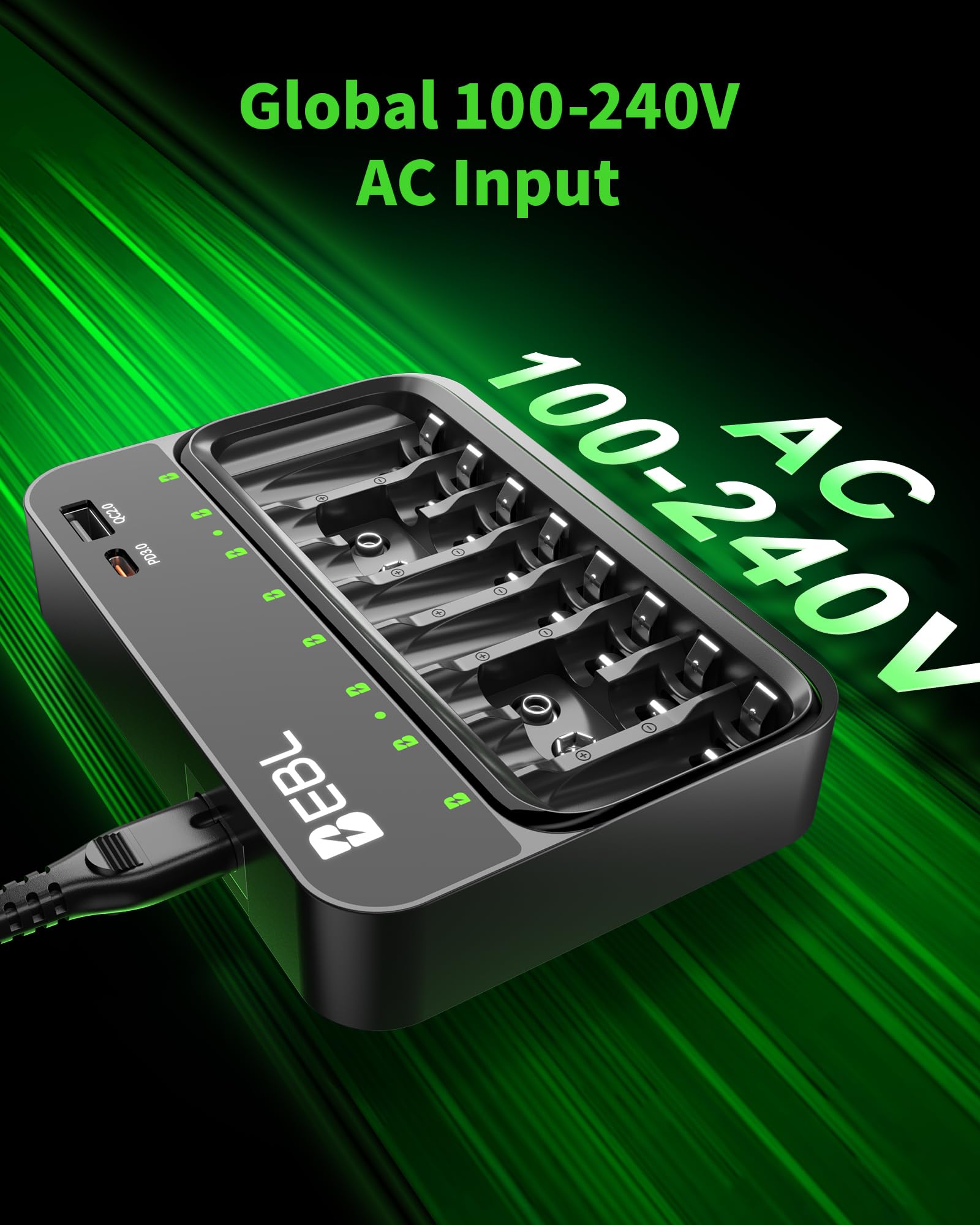 EBL PD 20W AA AAA 9V Battery Charger