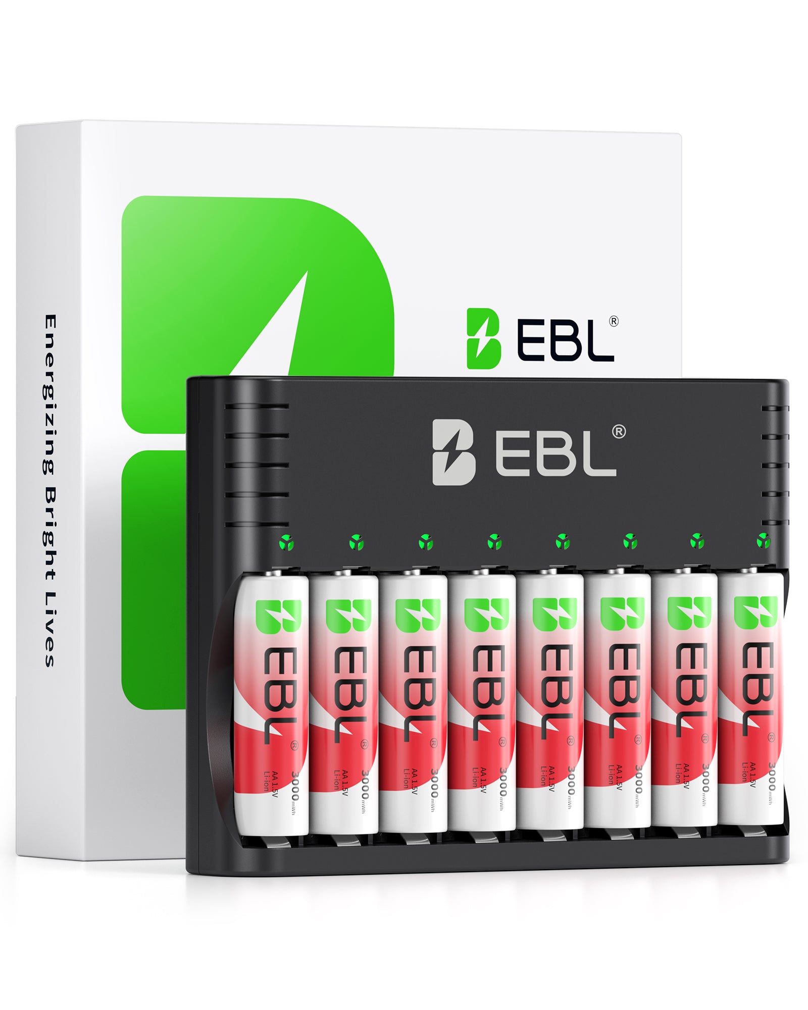 EBL 1.5V Rechargeable Lithium AA Batteries with Charger for Cameras, Toys and Game Controllers