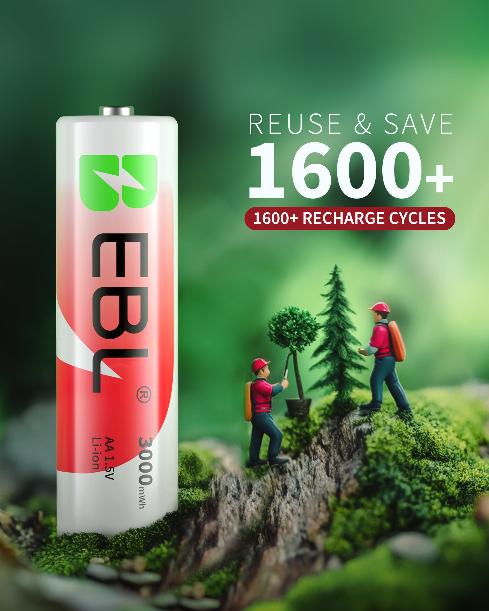 Batería recargable de iones de litio EBL AA 1,5 V 3000 mWh