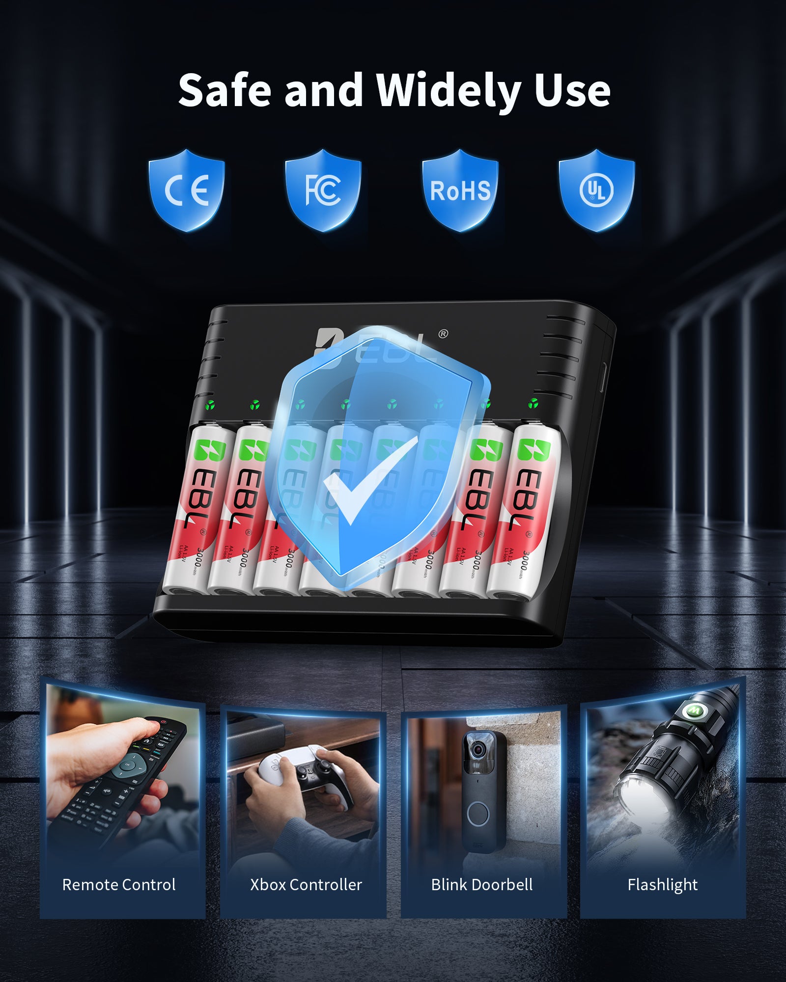 Batería recargable de iones de litio EBL AA 1,5 V 3000 mWh