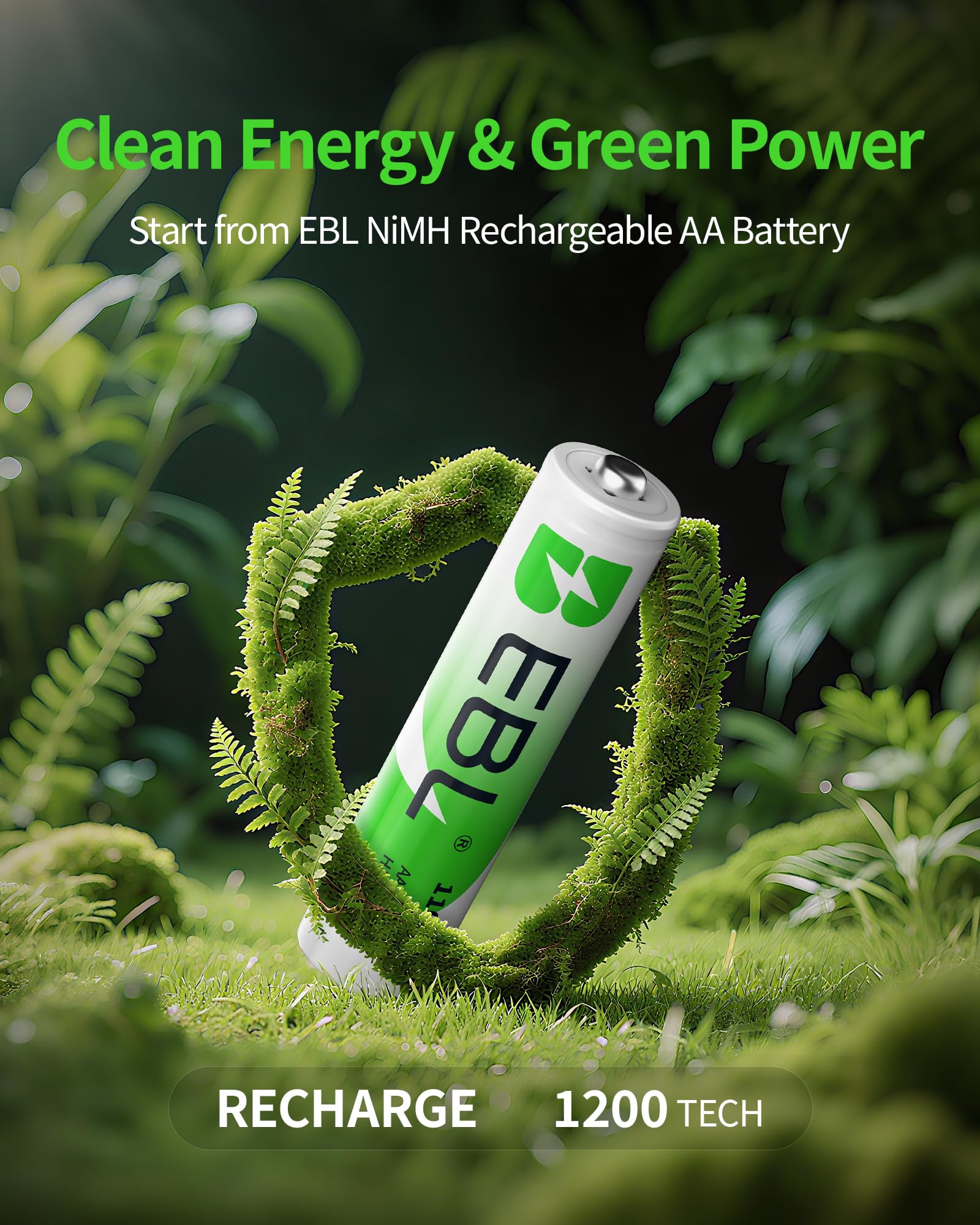 EBL AA AAA 9V Smart Battery Charger with Rechargeable Batteries 