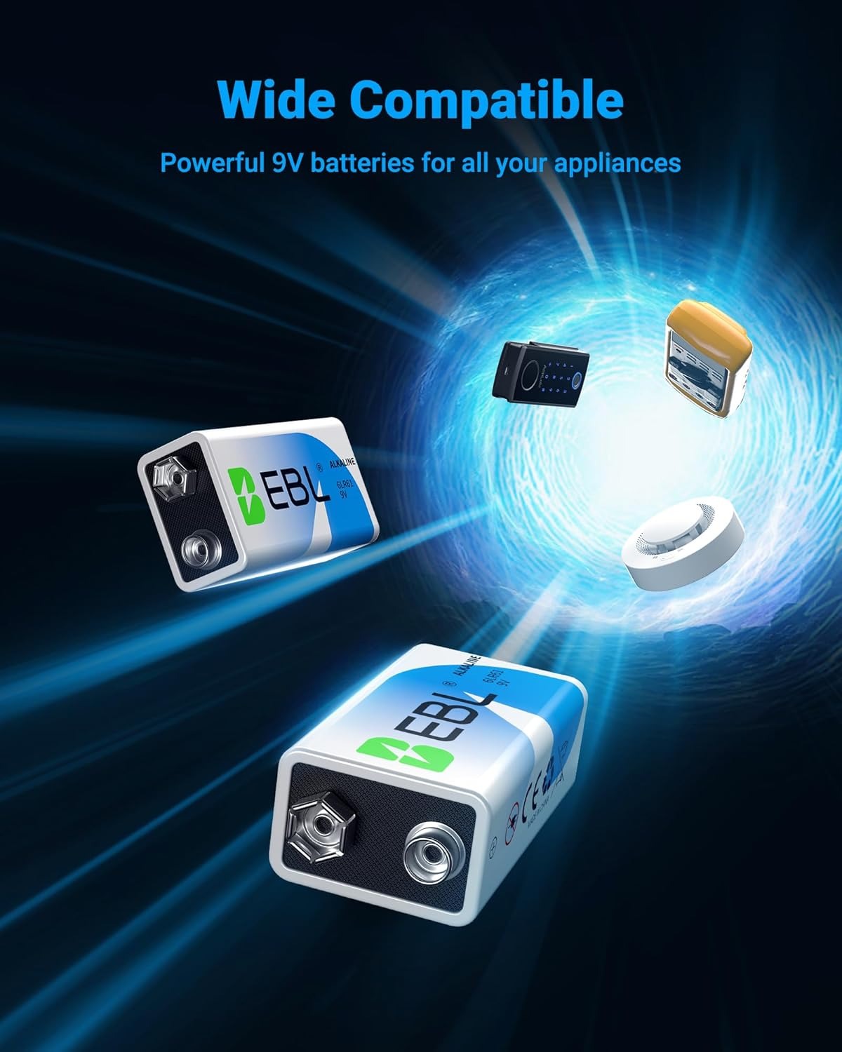 EBL 9V 6LR61 Alkaline Batteries Non-rechargeable