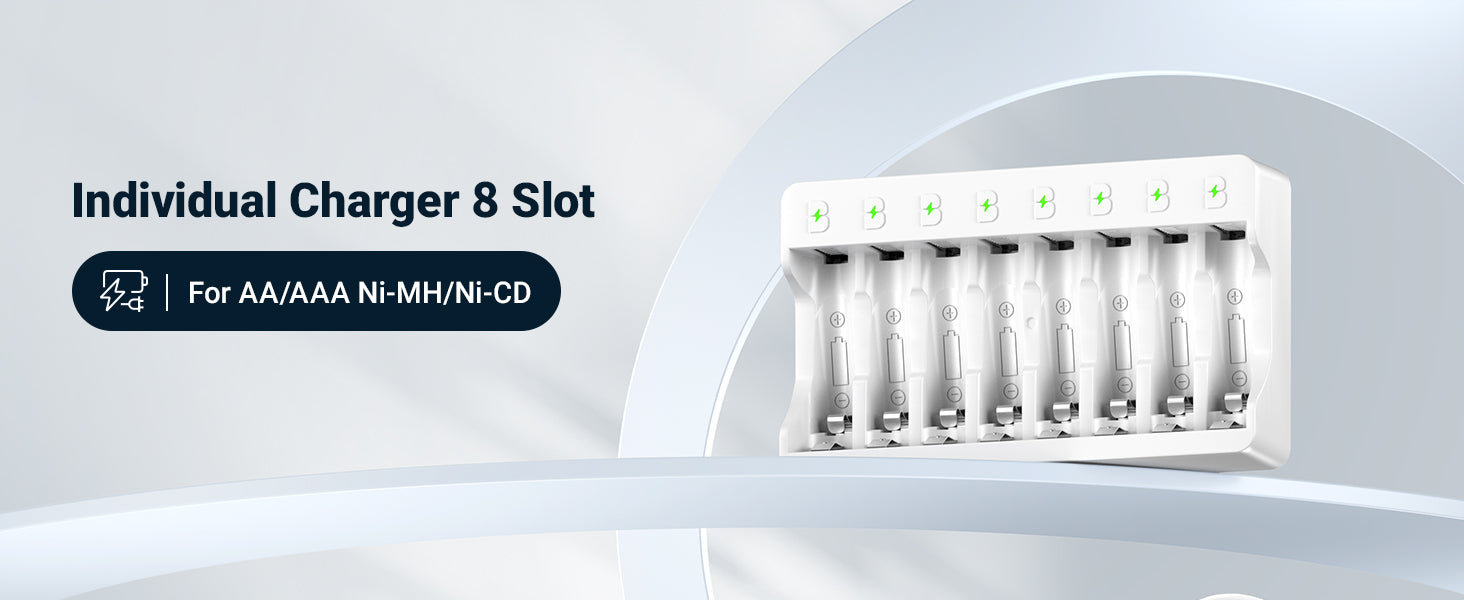 EBL 8 Bay AA AAA Battery Charger for NiMH NiCD Rechargeable Batteries