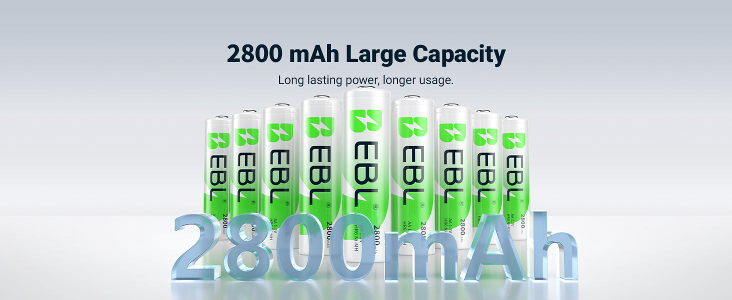 EBL AA batteries with 2800 mAh 