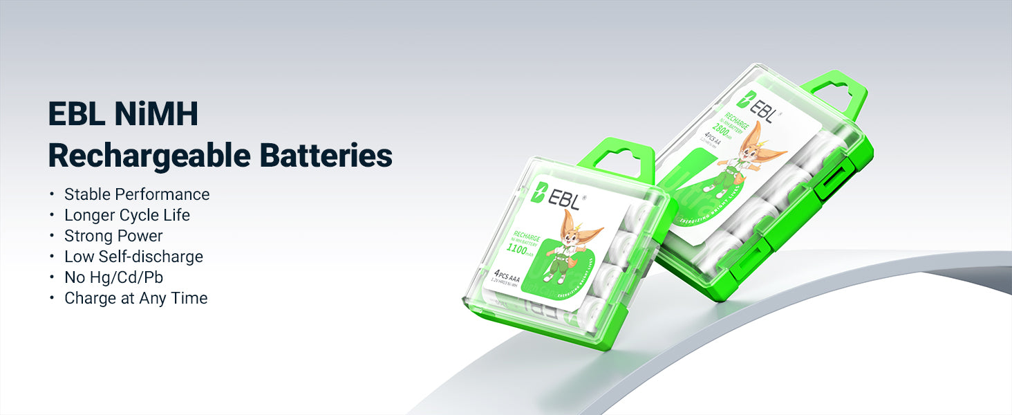 EBL NiMH rechargeable batteries packaging 