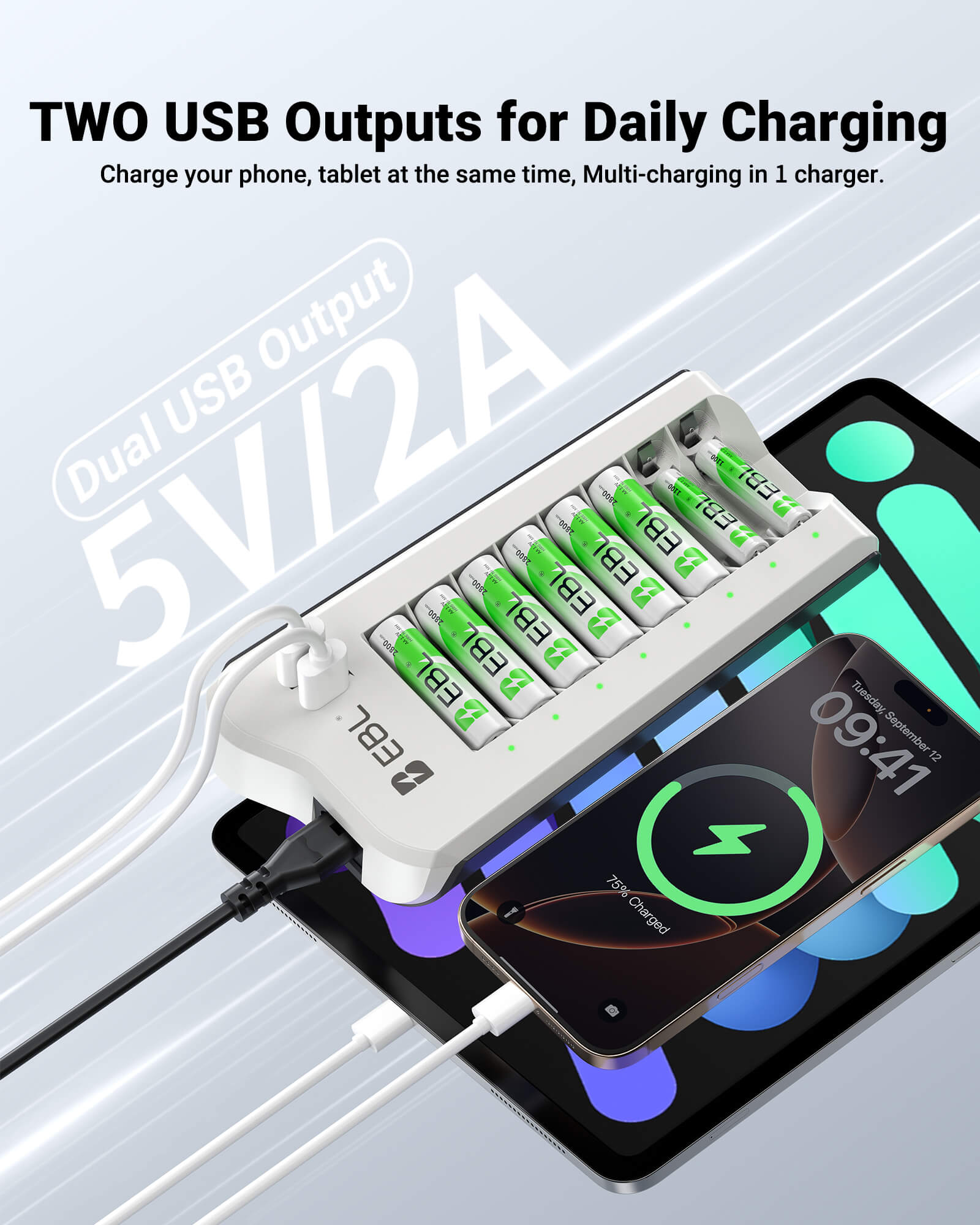 EBL Upgraded 808U Smart 8 Bay Individual Battery Charger