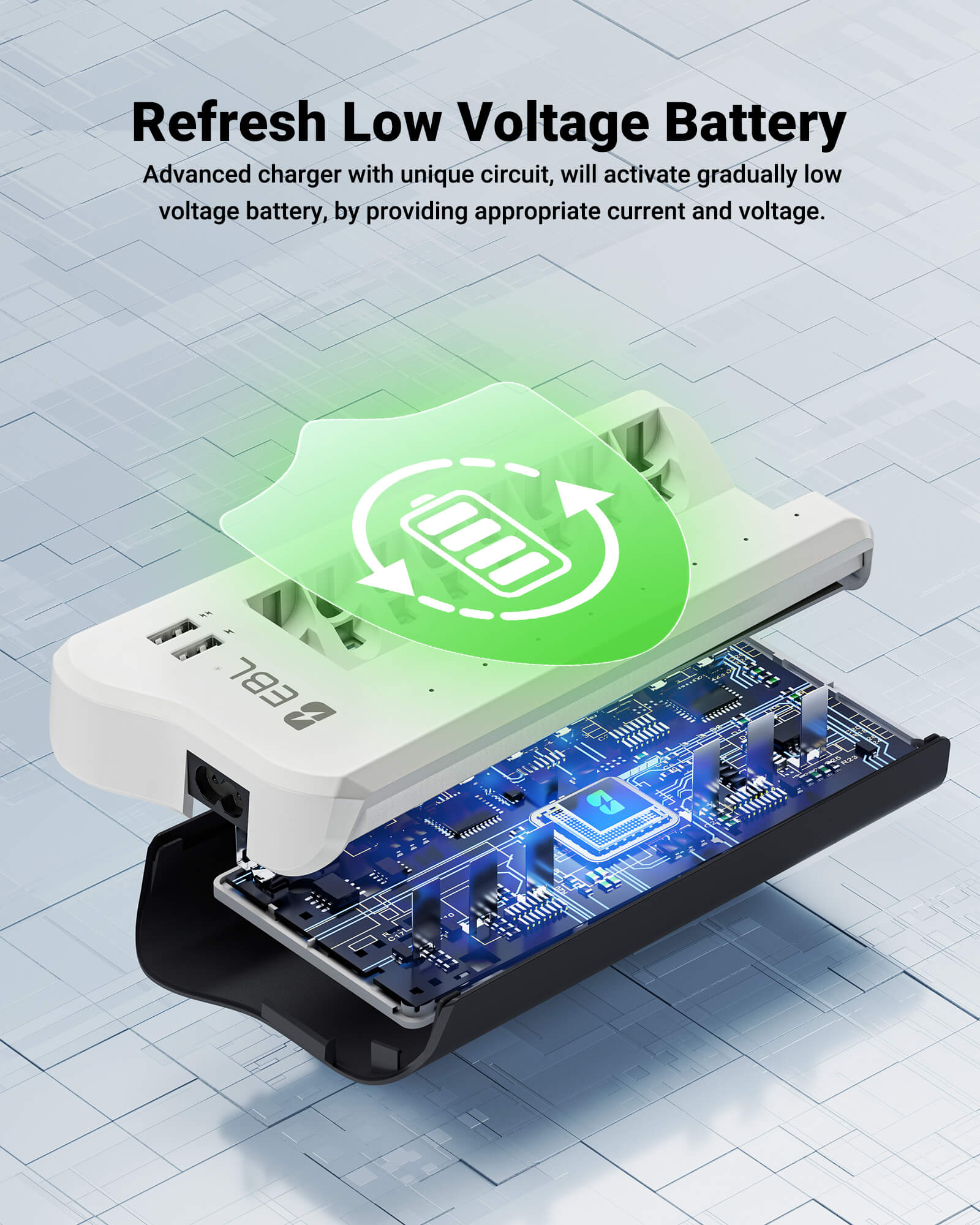 EBL Upgraded 808U Smart 8 Bay Individual Battery Charger