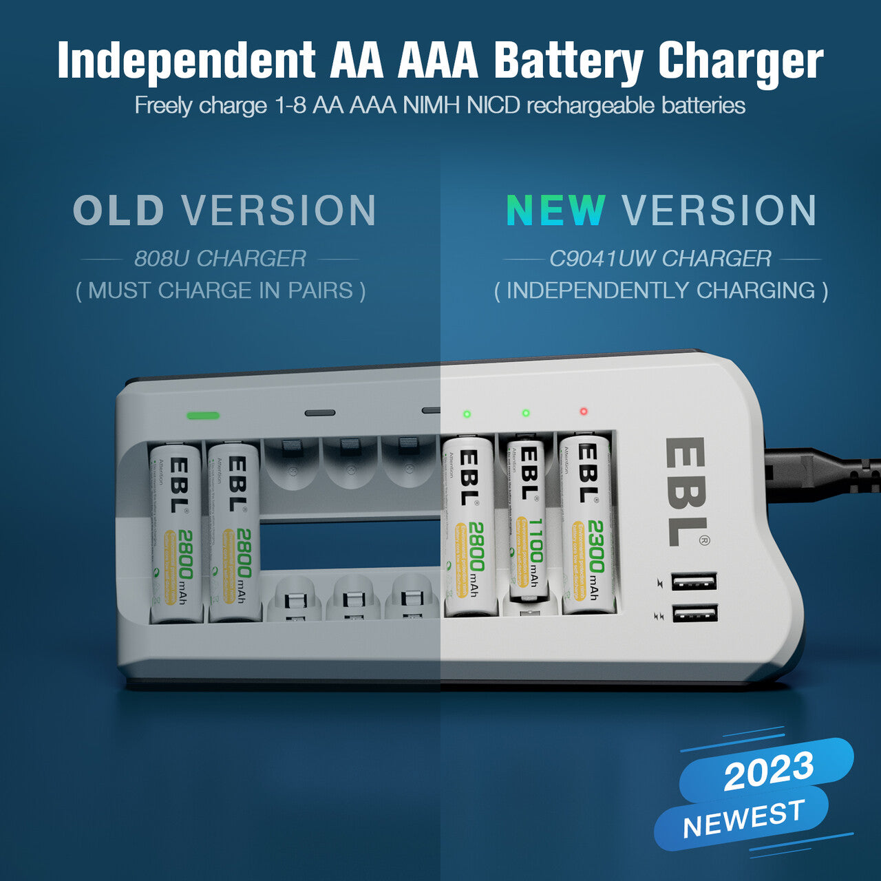 EBL Smart 8 Bay Individual Battery Charger