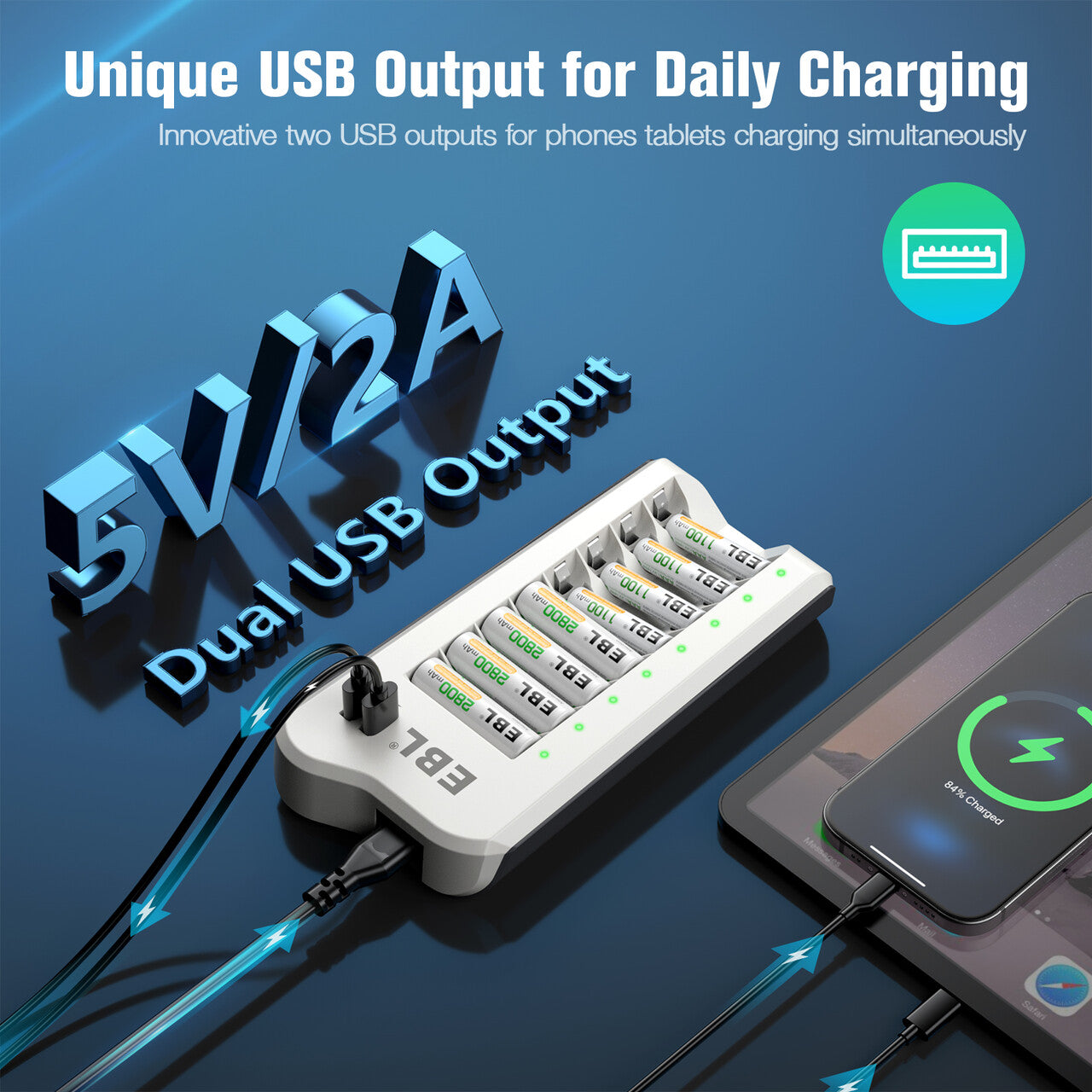 EBL Smart 8 Bay Individual Battery Charger